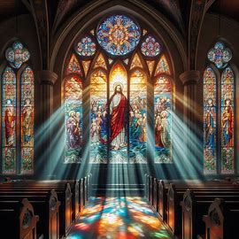 Immagine che contiene vetrata, arte, Luoghi santi, edificio

Descrizione generata automaticamente